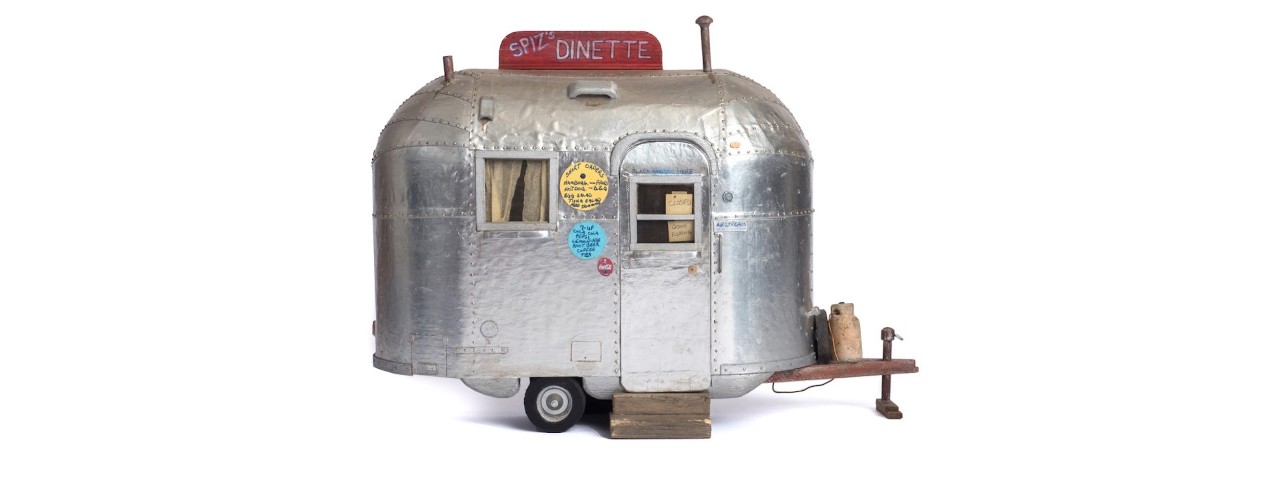 A miniature camping trailer created by Dean Gillispie while in prison for 20 years