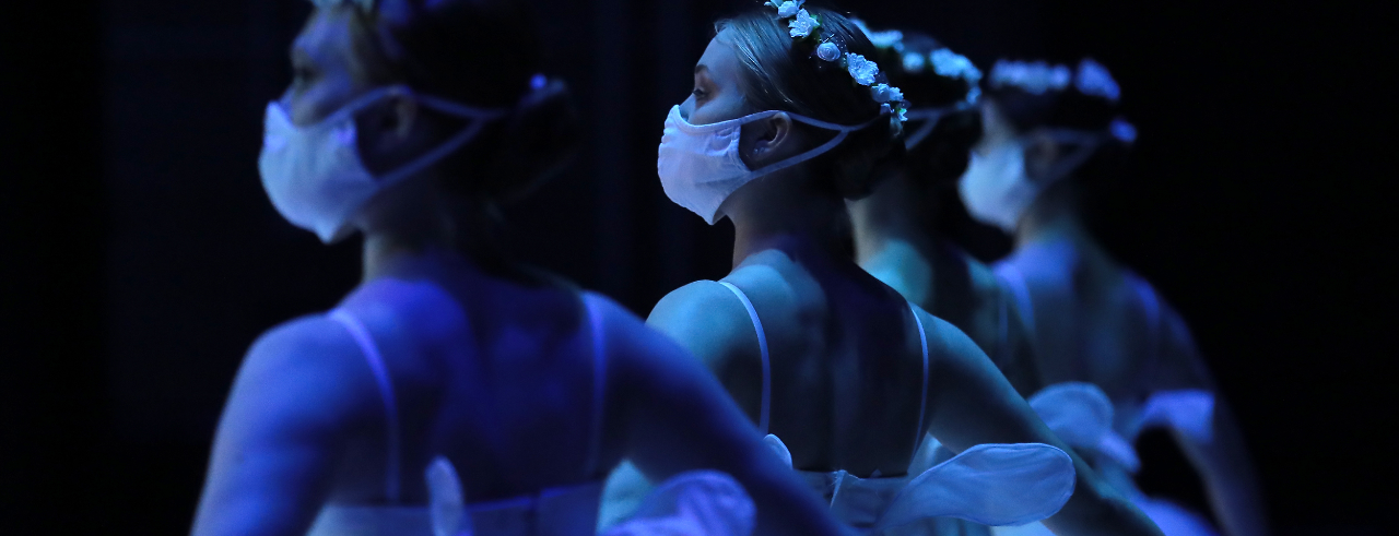 A photo of four CCM dance majors performing "Les Sylphides." Photo/Dale Pickett