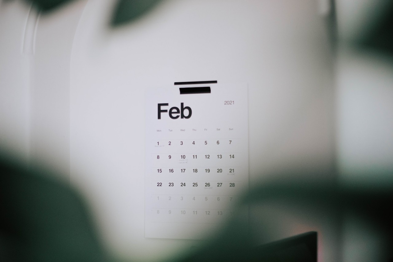 Image of a Feb. 2021 wall calendar