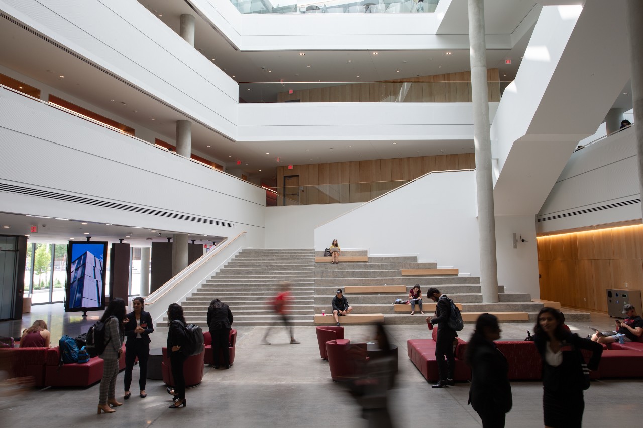 Main lobby of Lindner Hall in use
