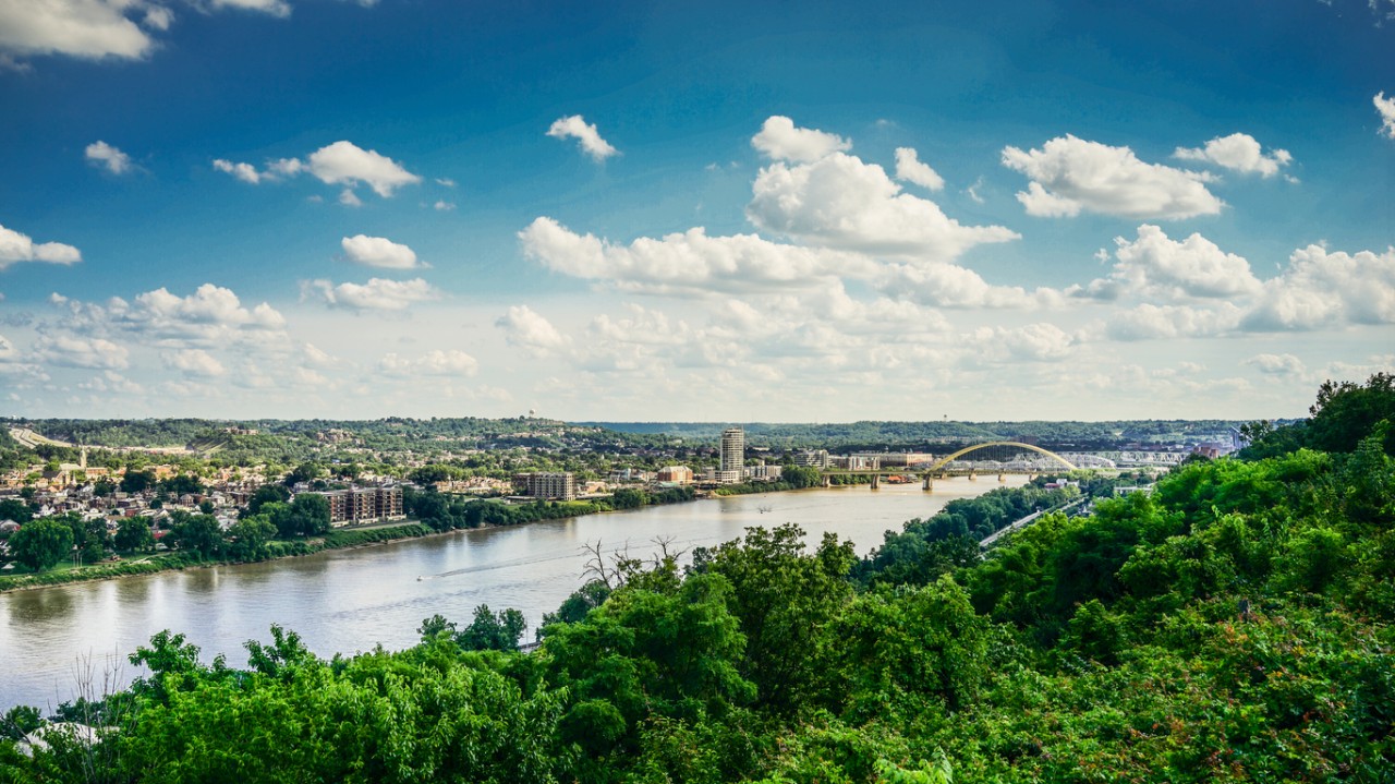 Ohio River dividing Ohio and Kentucky