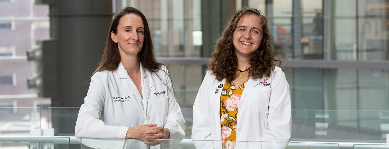 Whitney Bryant, MD, and Beth Steiner, shown in UC College of Medicine.
