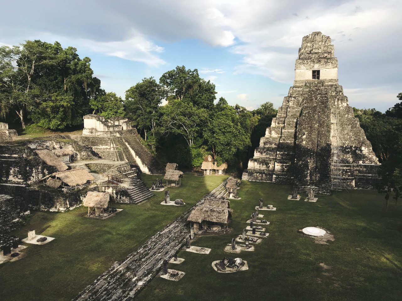 The pyramids of Tikal rise above the rainforest.