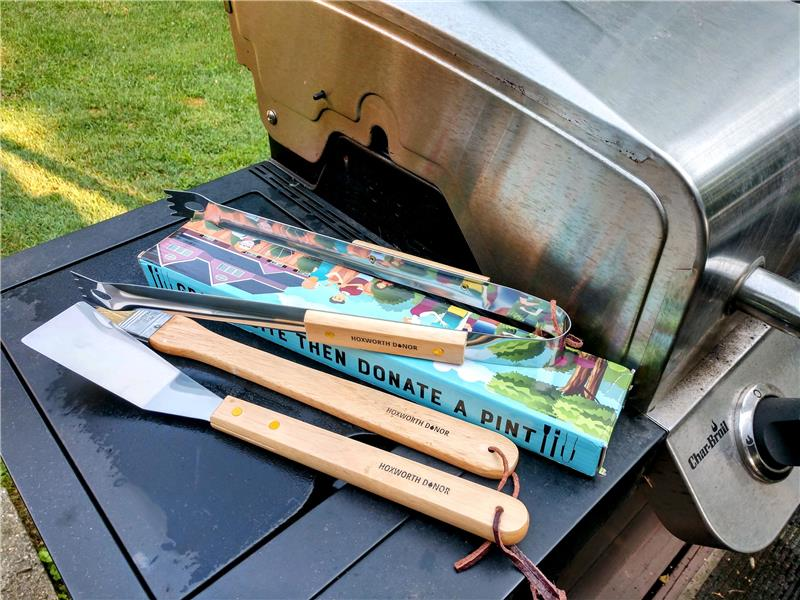 Hoxworth barbecue set on a grill