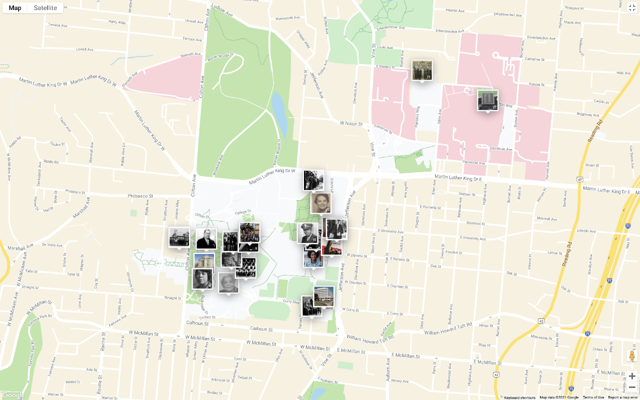Virtual walking tour of UC's Black history created by A&S students.