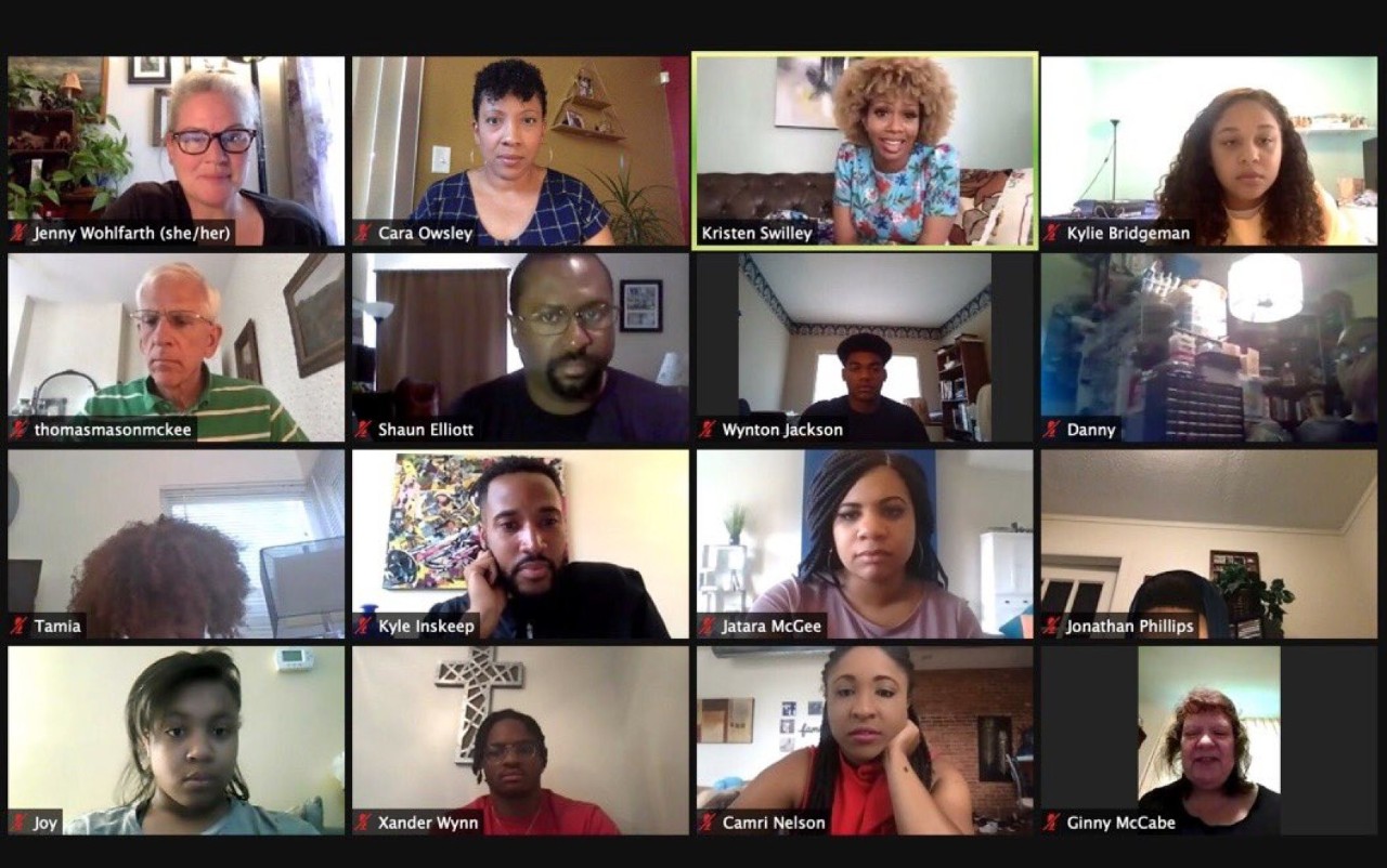 Young students of color join local professional journalists for a virtual workshop.