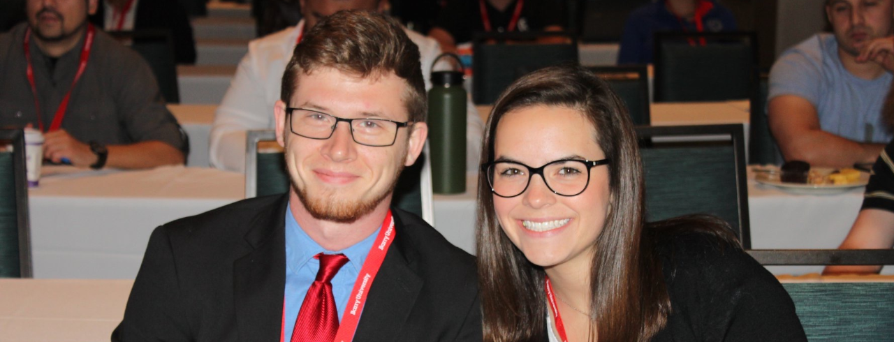 Rebecca Smith, 2021 AAMN Outstanding Student Award recipient, with Ryan Gehringer, UC AAMN chapter past president