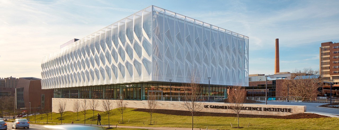 The outside of the UC Gardner Neuroscience Institute facility