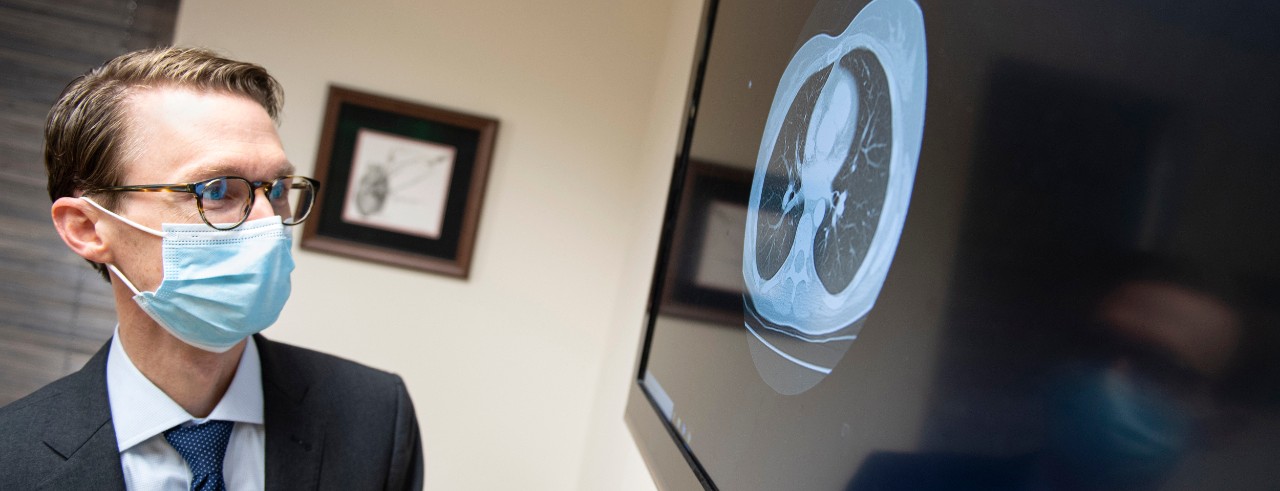 Robert Van Haren looking at lung image