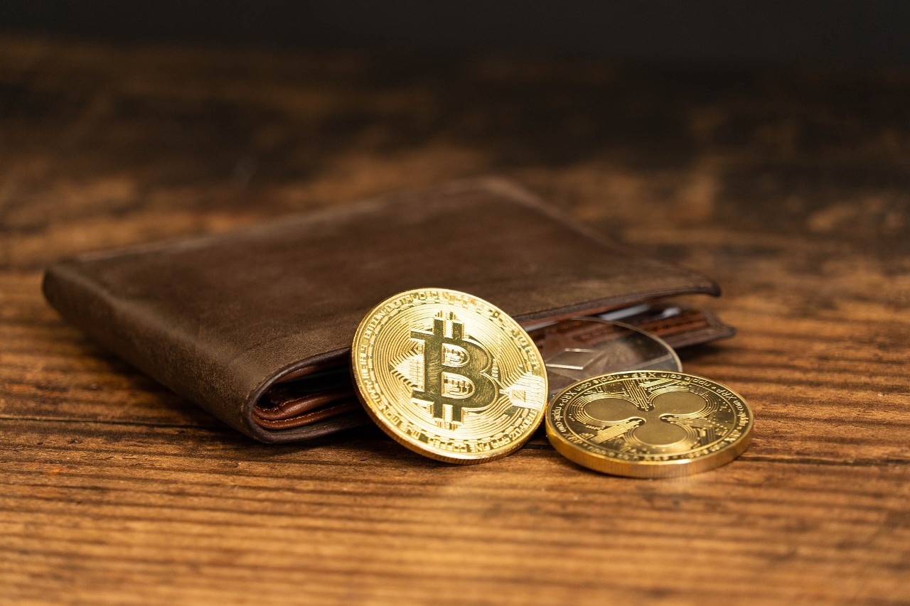 Bitcoin on a wallet.