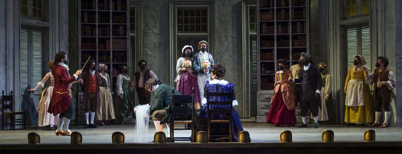 A photo of CCM Opera and Voice students performing in the Fall 2021 production of Mozart's 'The Marriage of Figaro.' Photo/Mark Lyons.