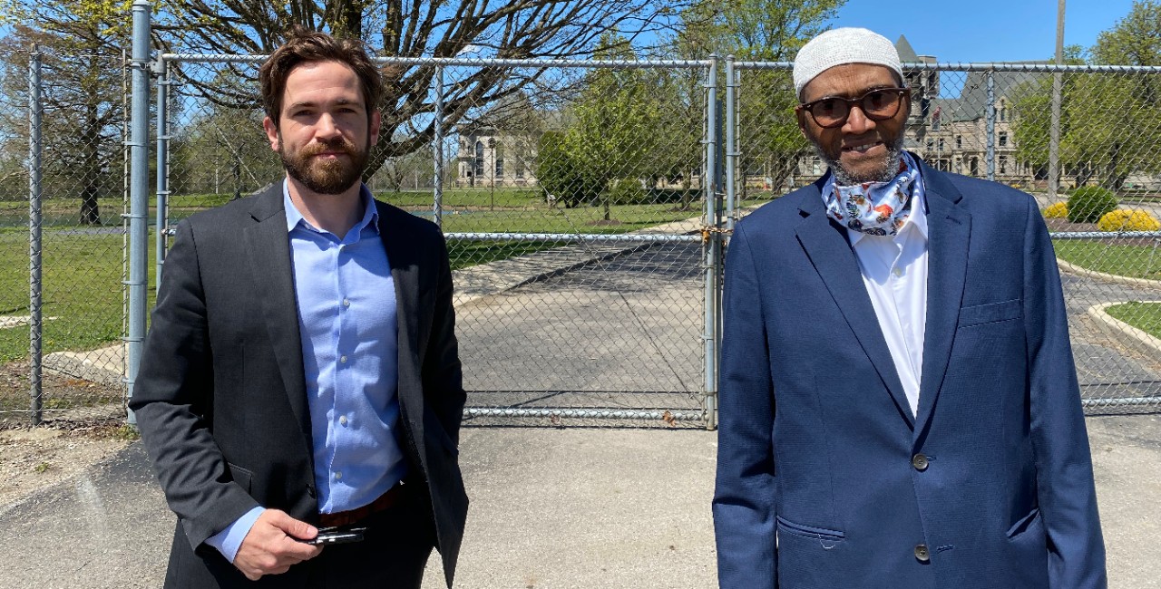 OIP attorney Brian Howe is shown with Isaiah Andrews.