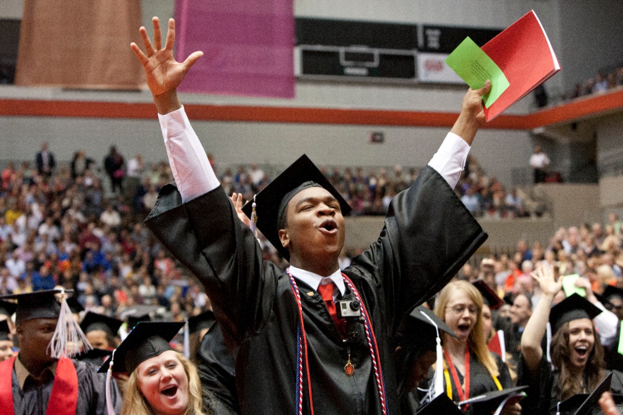 young black male during graduation day at UC