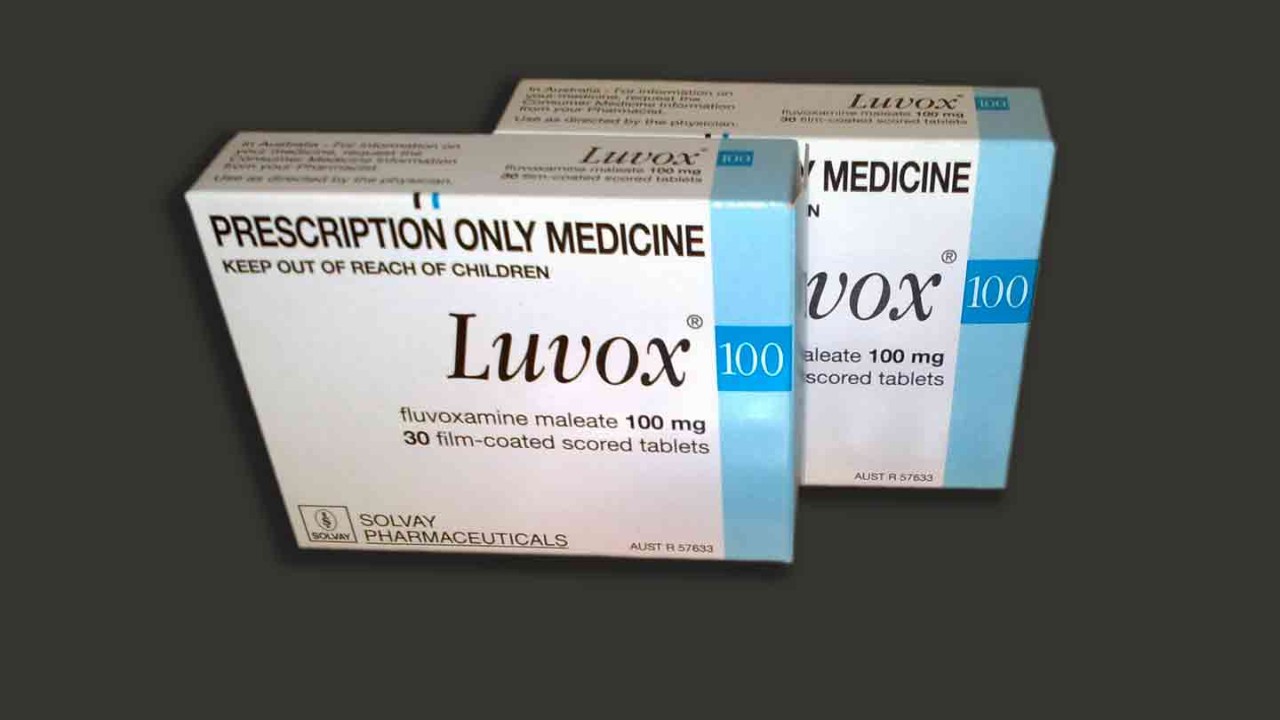 a box of the anti-depressant drug fluvoxamine