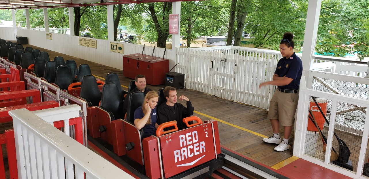 Spectrum News journalist joins Andrew Holcroft and Dr. Todd Foley on a ride at Kings Island