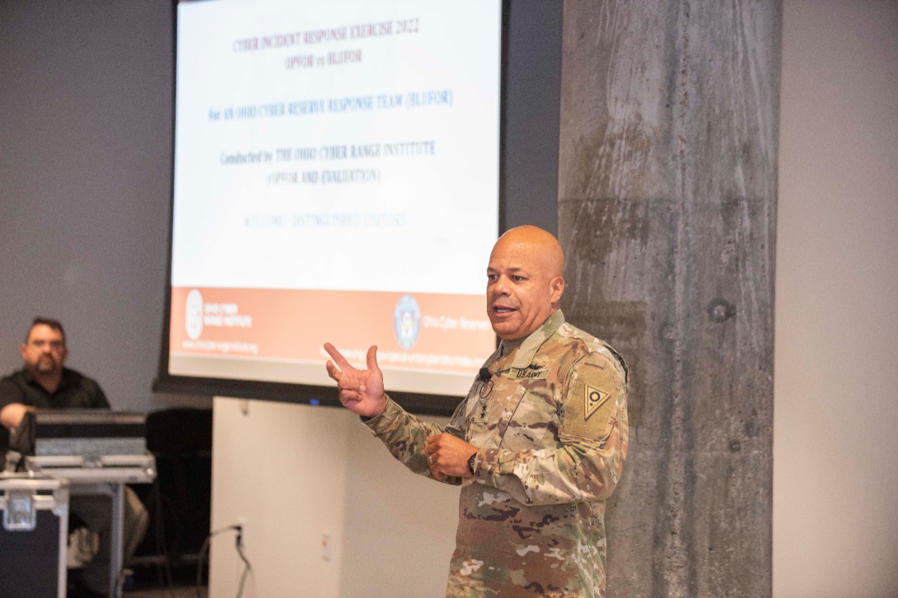 University of Cincinnati president Dr. Neville G. Pinto spoken and enjoyed the Distinguished Visitors Day for the OCRI and OhCR Pilot Cybersecurity Exercise on Friday July 15, 2022. Photos by Joseph Fuqua II