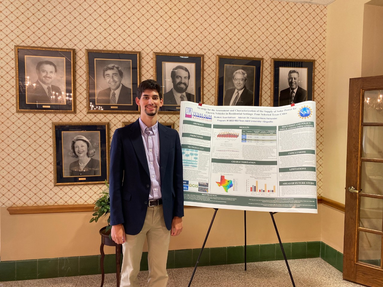 Evan Eskilson presenting his research in Kingsville, Texas, following his research fellowship with the National Science Foundation.