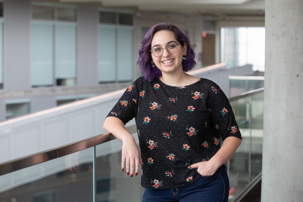 UPRISE Speech and Hearing Sciences student Mary Wilkins works in Dr. Victoria McKenna's lab.