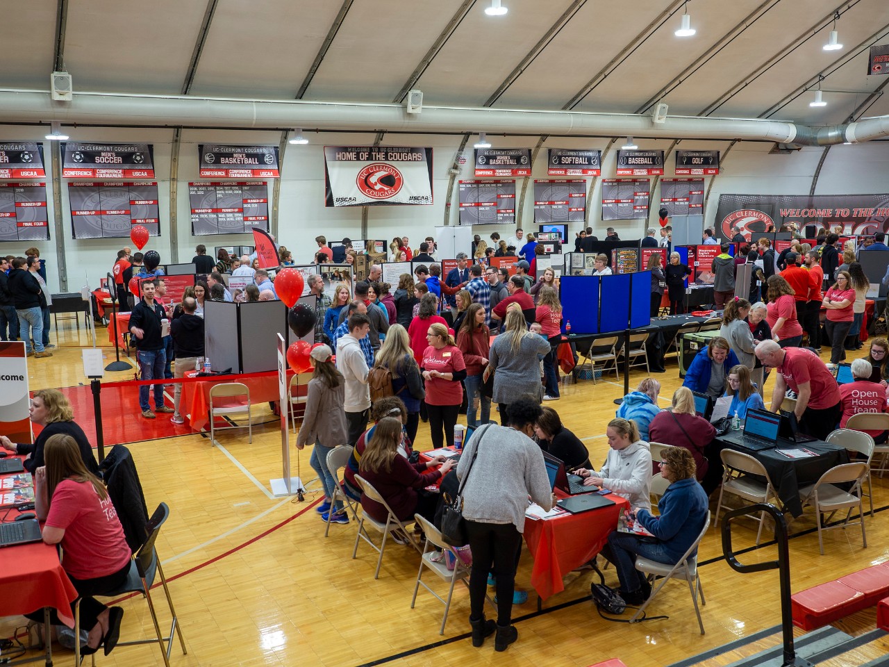Prospective students meet faculty and apply during UC Clermont's March 2020 open house in the Student Activities Center.
