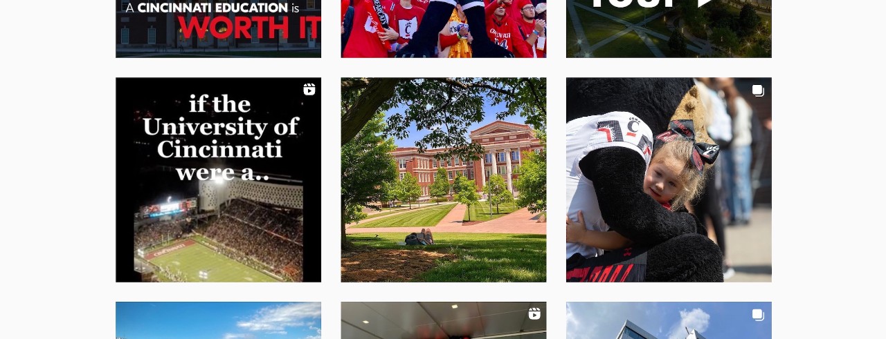 Grid of photos on UC's Instagram