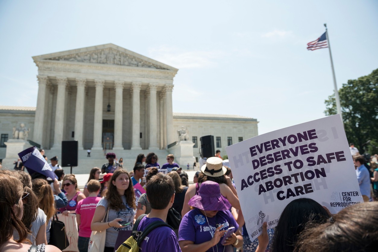 Protesters in front of the US Supreme Court