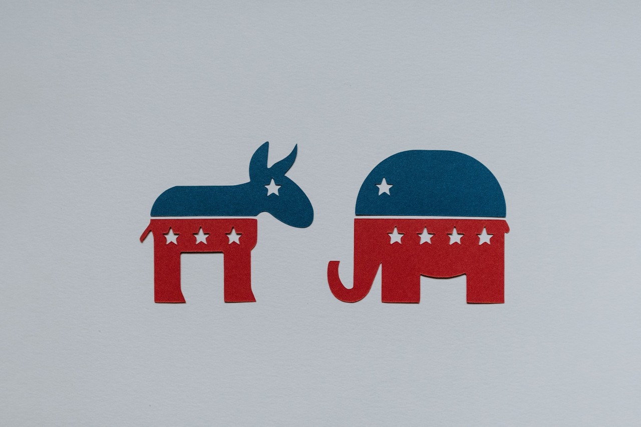 Republican donkey and democrat elephant