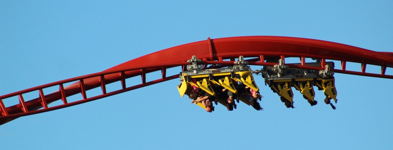 People on a roller coaster.