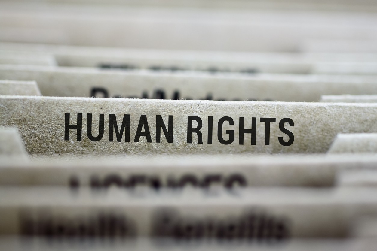 Folder with the words human rights on the label
