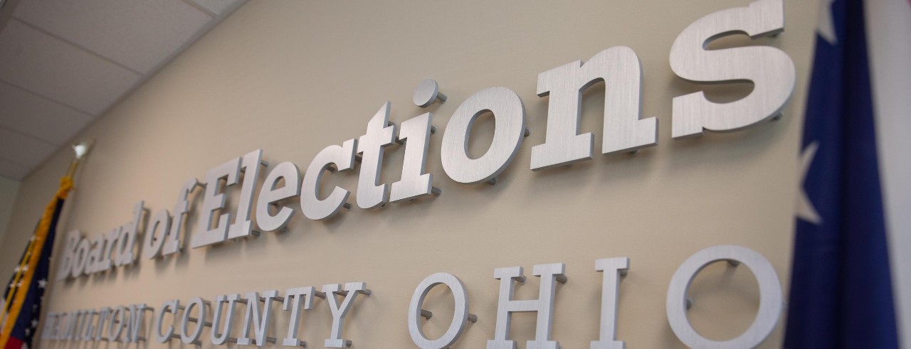 A sign reads Board of Elections Hamilton County Ohio.