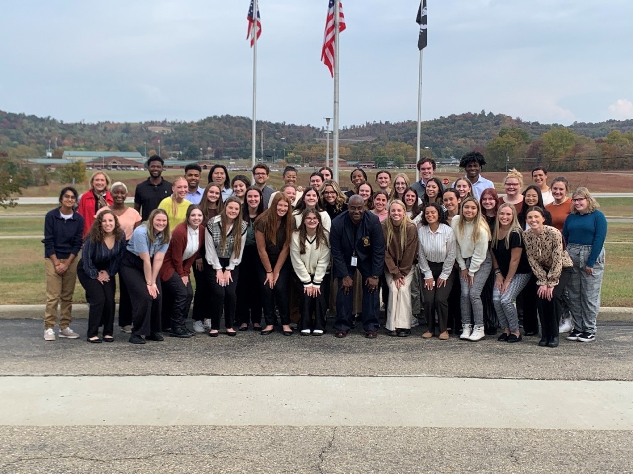 Students from the Criminal Justice Society on a prison tour in 2022. 