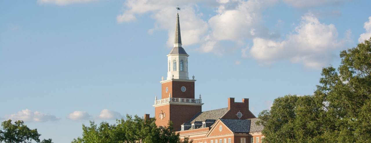 The tower at top of College of Arts and Sciences building