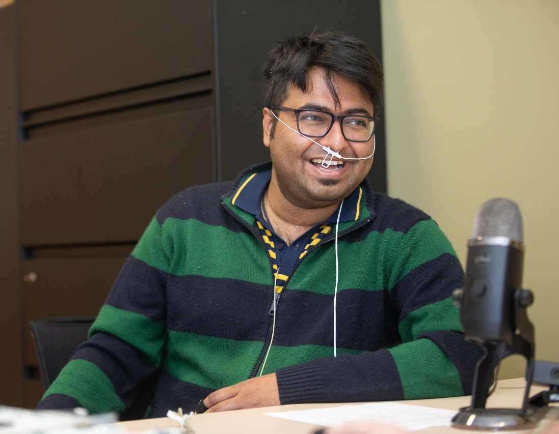 UC engineering associate professor Vesna Novak is using machine learning to study physiological synchrony, the phenomenon in which the heartbeats and respiration between two people engaged in conversation or collaboration mirror each other. With students Benjamin Miller and Iman Chatterjee.