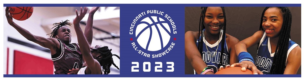 CPS basketball players shown along with an all-star showcase logo