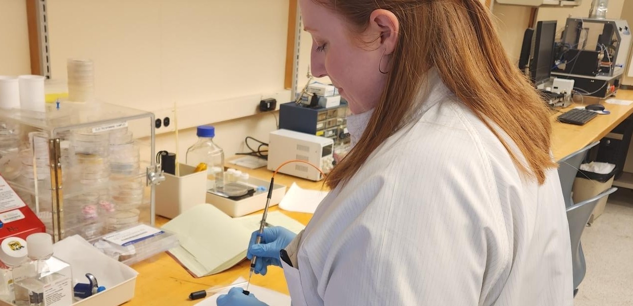 Woman engineer does work in a lab