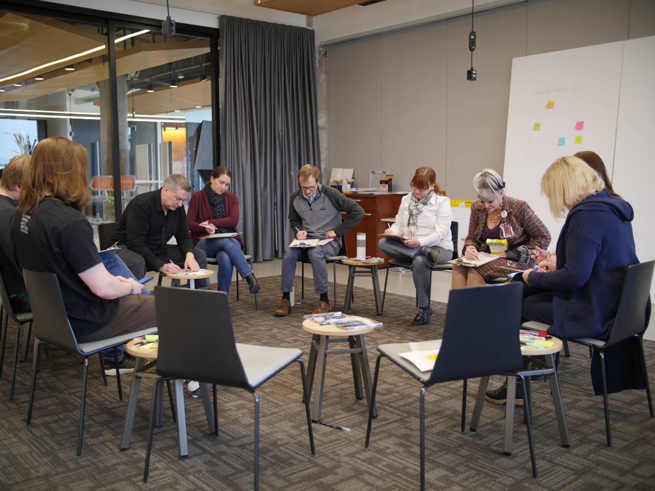 RJ Sargent facilitates a group session in the 1819 Learning Lab.