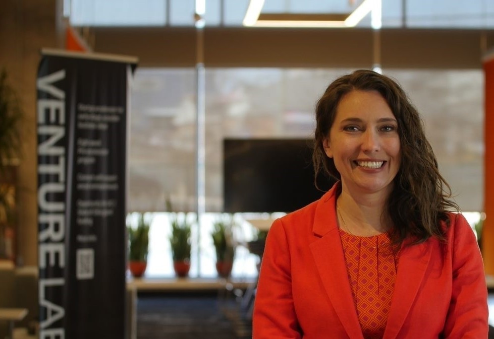 Elizabeth Wetzel inside the UC Venture Lab office space.