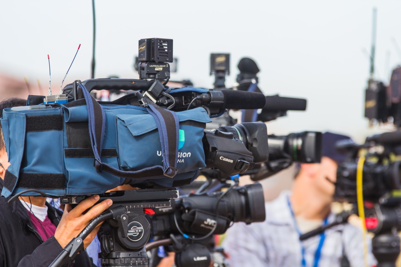 Media covering a story.