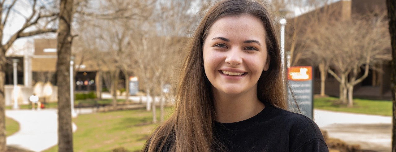 UC Clermont graduate Ayla Deck on the college's campus.