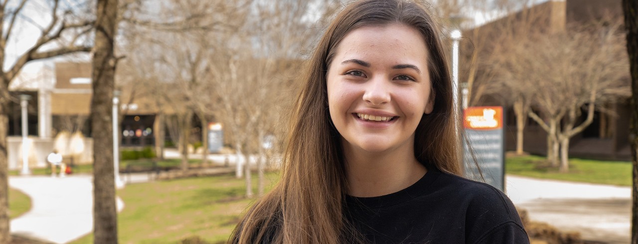 UC Clermont graduate Ayla Deck on the college's campus. 