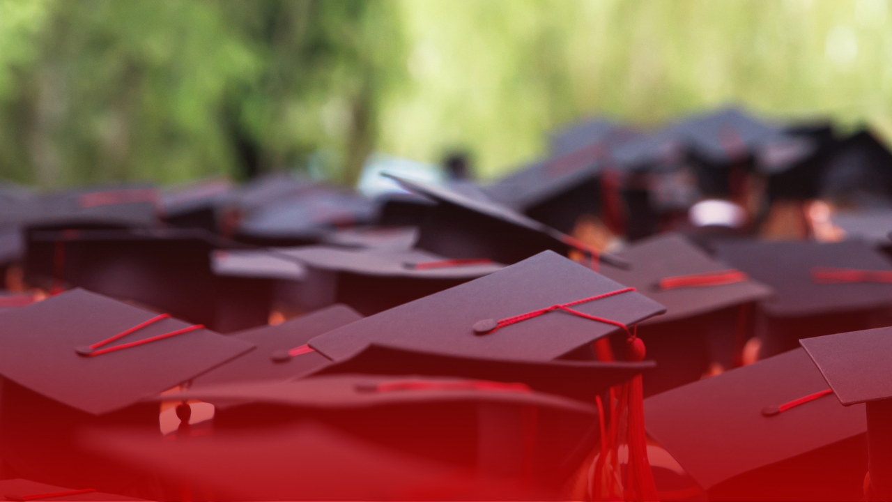 Photo of graduation mortar boards 