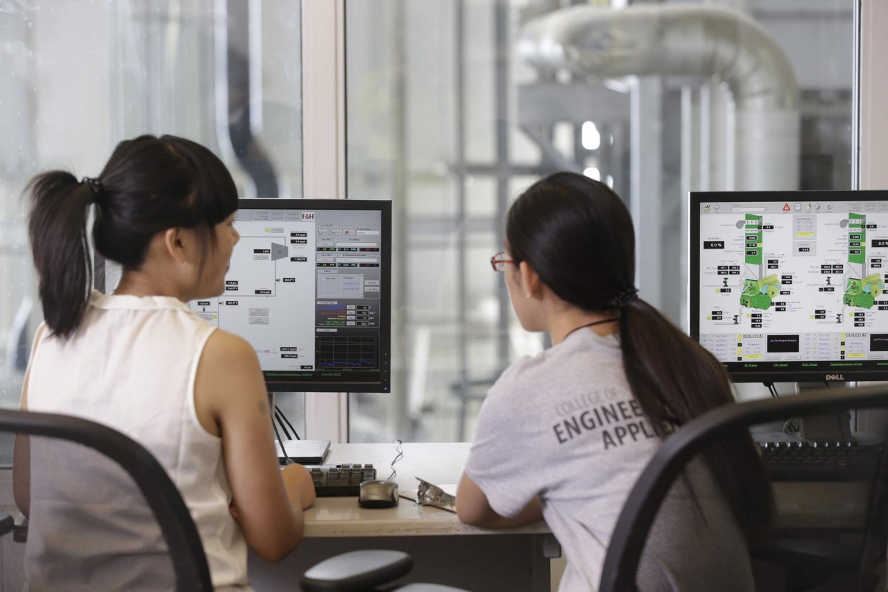 Two students at computers