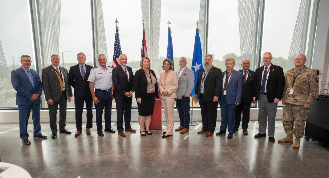 Dr. Richard Harknett, Co-Director, OCRI, left team and visitors during the Ohio Cyber Guardian, Ohio Cyber Range Institute (OCRI) and Ohio Cyber Reserve distinguished visitors day at the new Digital Futures building Monday July 17, 2023. Photos by Joseph Fuqua II