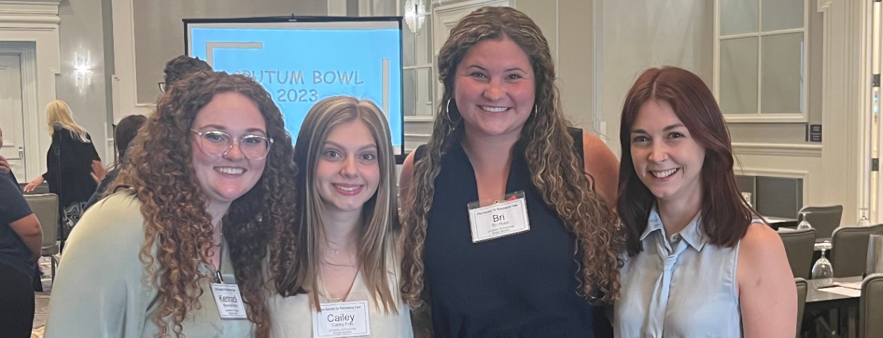 The UC Clermont 2023 Ohio Sputum Bowl team. From left: Kennadi Harris, Cailey Fritz and Bri Haun, with Coach and Instructor-Education Kimberly Buschmeier. 