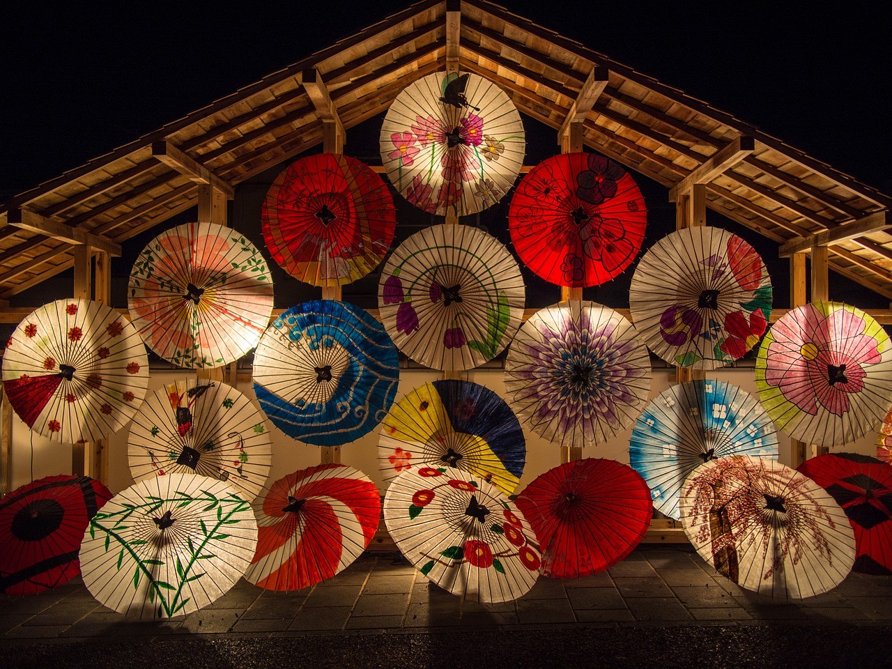 Picture of Japanese umbrellas.