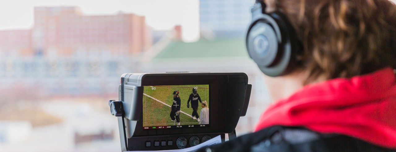 CCM Sports Media Production shooting a lacrosse game at UC's Nippert Stadium