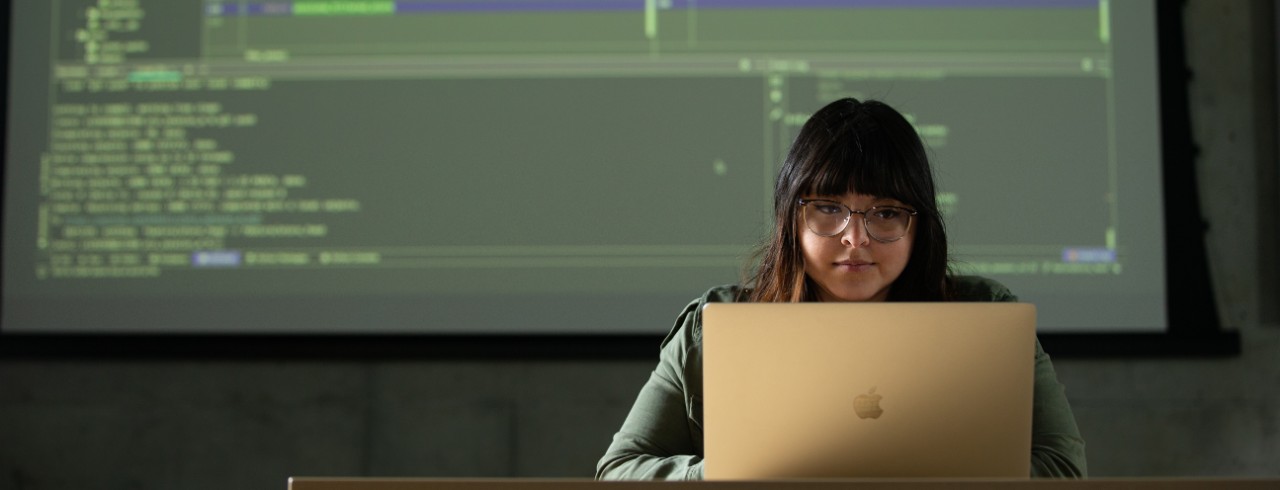 student at computer