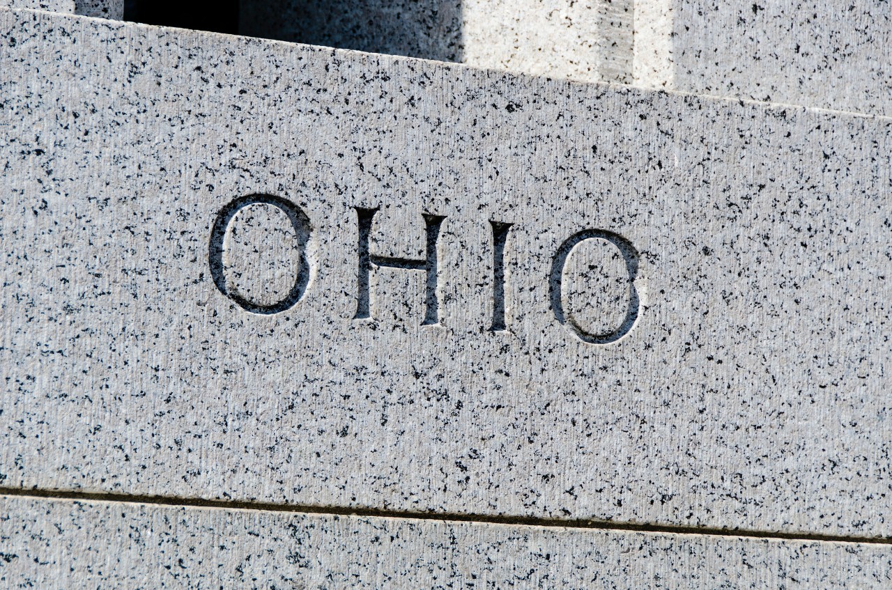 Ohio sign spelled in concrete