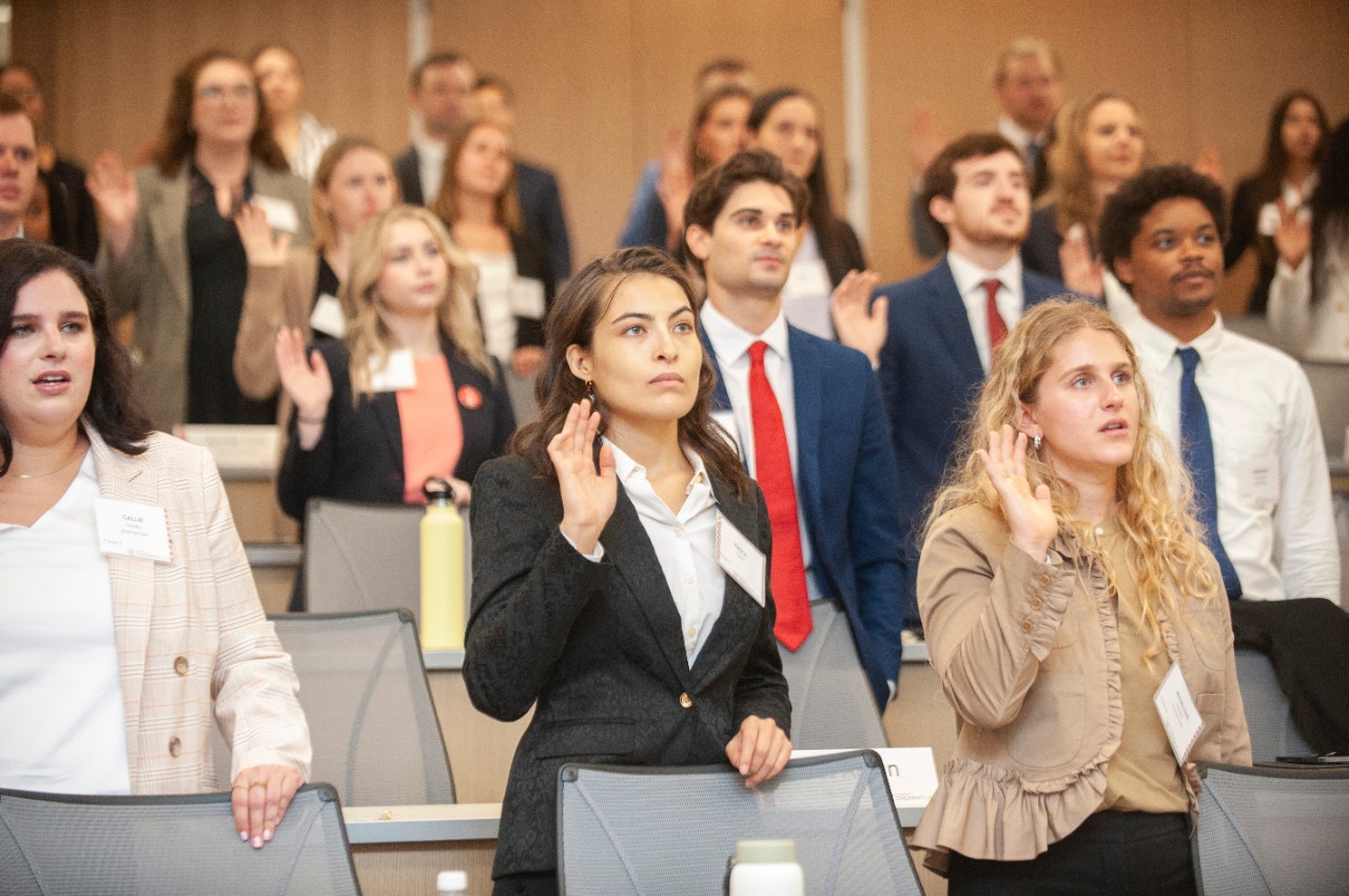 First year students take the law school pledge. 