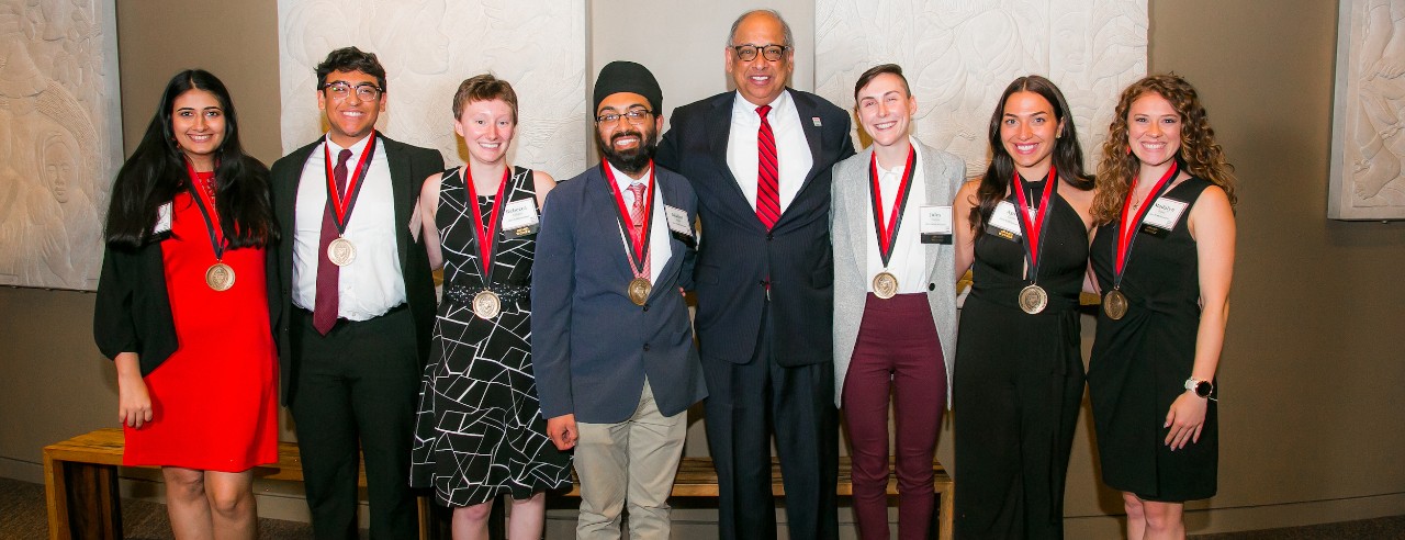 UC President Neville Pinto with the 2023 Presidential Medal awardees