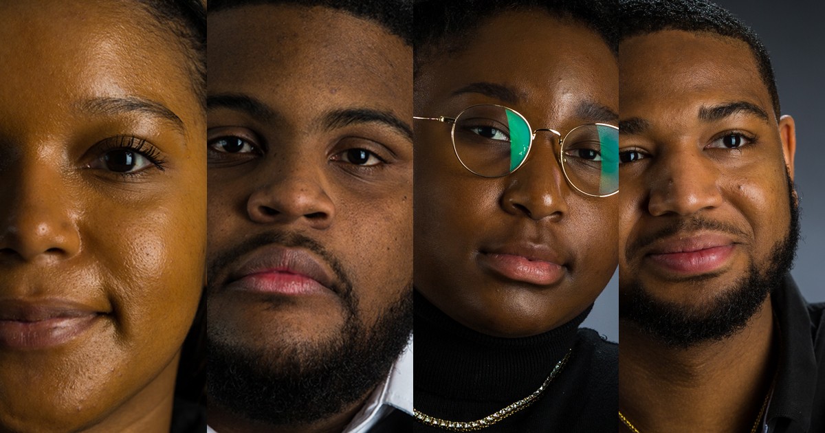 Four close-crop portraits of Black students